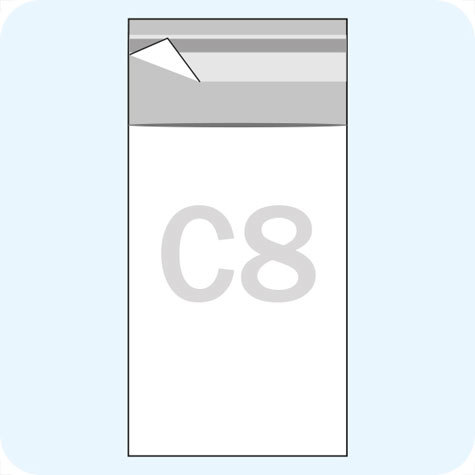 legatoria Sacchetto polipropilene orientato (OPP) 60x82mm TRASPARENTE, in polipropilene (OPP) da 30 micron, con patella da 30mm e banda autoadesiva di chiusura sul lato corto.