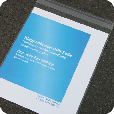 legatoria Sacchetto polipropilene orientato (OPP) 115x220mm TRASPARENTE, in polipropilene (OPP) da 30 micron, con patella da 30mm e banda autoadesiva di chiusura sul lato corto, adatta anche per mailing.