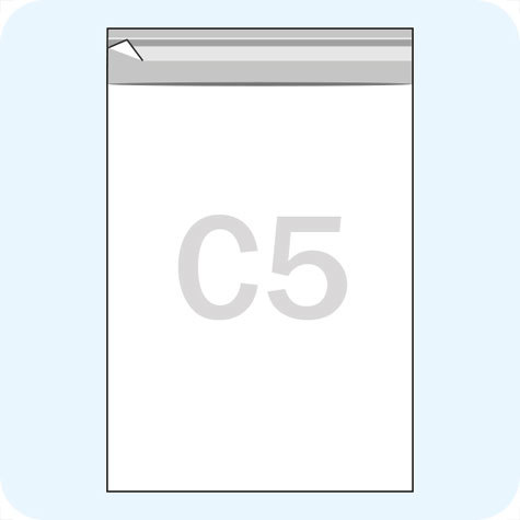 legatoria Sacchetto polipropilene orientato (OPP) 165x220mm TRASPARENTE, in polipropilene (OPP) da 30 micron, con patella da 30mm e banda autoadesiva di chiusura sul lato corto, adatta anche per mailing.