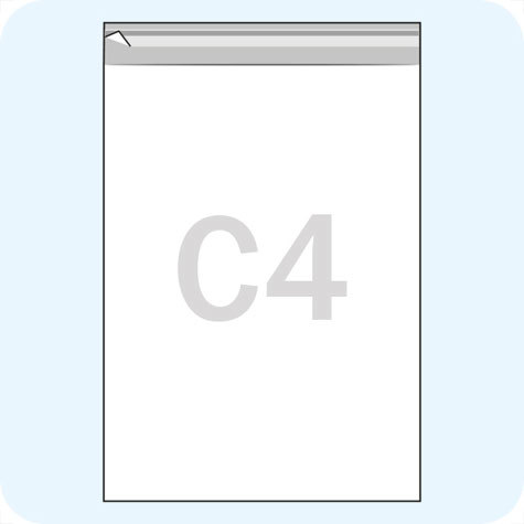 legatoria Sacchetto polipropilene orientato (OPP) 225x310mm TRASPARENTE, in polipropilene (OPP) da 30 micron, con patella da 30mm e banda autoadesiva di chiusura sul lato corto, adatta anche per mailing.