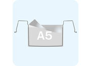 legatoria Busta rinforzata. A5 lato lungo TRASPARENTE, con rinforzi metallici, con pattella di chiusura, aperta sul lato corto, in PVC flessibile 140 micron, per inserire fogli formato A5 (148x210cm) leg883