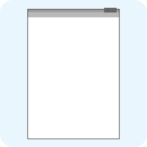 legatoria Busta con cursore. 120x170mm TRASPARENTE, in polietilene da 60 micron, aperti sul lato corto, con cursore per chiusura. .