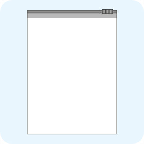 legatoria Busta con cursore. 160x220mm TRASPARENTE, in polietilene da 60 micron, aperti sul lato corto, con cursore per chiusura. .