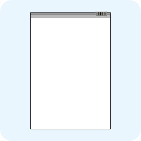 legatoria Busta con cursore. 225x310mm TRASPARENTE, in polietilene da 60 micron, aperti sul lato corto, con cursore per chiusura. .