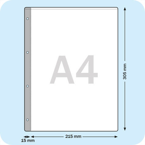 legatoria Buste per raccoglitori a 4 anelli A4 TRASPARENTE, in PVC morbido da 180 micron, passo 80mm.