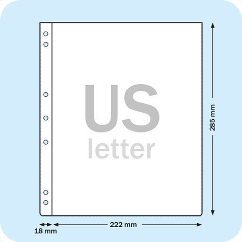 legatoria Buste per raccoglitori a 5 anelli US Letter TRASPARENTE, in PVC morbido da 140 micron, con perforazione universale europea ed americana.