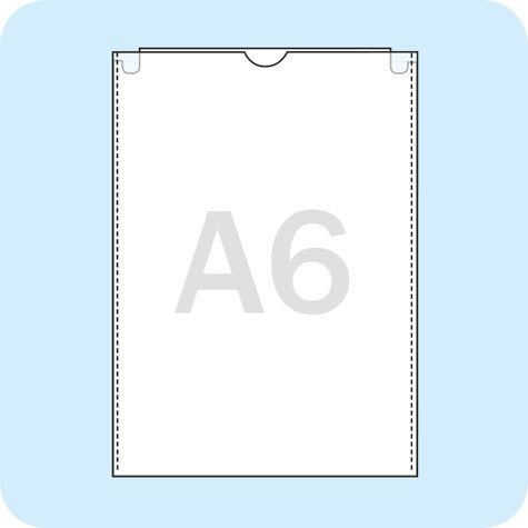 legatoria Busta a U. A6 TRASPARENTE, in polipropilene da 120 micron, aperta sul lato corto, formato A6 (105x148mm), con invito a mezzaluna per facilitarne l�apertura. Formato esterno: 114x160mm.