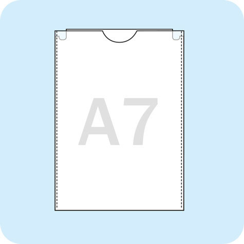 legatoria Busta a U. A7 TRASPARENTE, In polipropilene da 120 micron, aperta sul lato corto, formato A7 (74x105mm), con invito a mezzaluna per facilitarne l�apertura, formato esterno: 84x115mm.