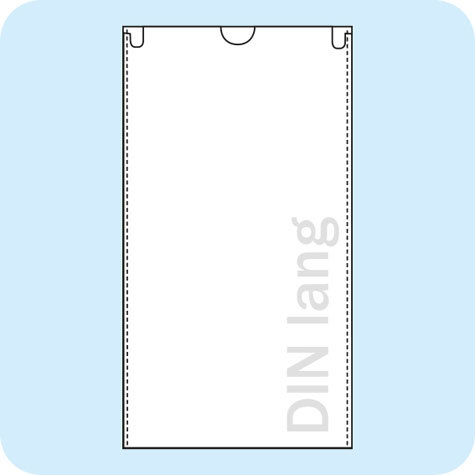 legatoria Busta a U, 120x221 mm, din-long TRASPARENTE, in polipropilene da 120 micron, aperta sul lato corto, formato DIN-Long (120x221mm), con invito a mezzaluna per facilitarne lapertura.