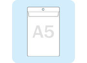 legatoria Busta APPENDIBILE 148x210mm(A5). PATTELLA TRASPARENTE, con lato sporgente e con foro da 5mm per lappensione, in PVC morbido da 160 micron, aperta sul lato corto. Contiene fogli formato A5 (15x21cm). Formato esterno 157x228mm. Con patella di chiusura leg942