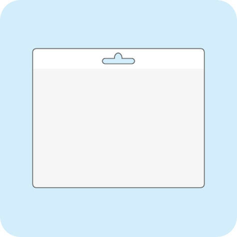 gbc Portatesserino, 55x85mm TRASPARENTE, aperto sul lato corto, con lato sporgente di 15mm e perforazione europea, in PVC morbido da 180 micron. Completo di clip.