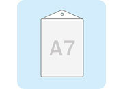 legatoria Portatesserino, A7 (80x110mm) TRASPARENTE, aperta sul lato corto, con lato sporgente di 20mm con foro circolare, in PVC morbido da 180 micron, formato A7 (80x110mm), (110x80mm) leg949