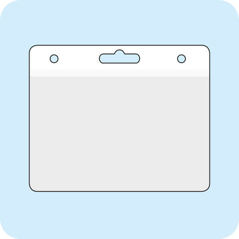 legatoria Portatesserino, 95x65mm TRASPARENTE, aperto sul lato lungo, , con lato sporgente di 12mm, in PVC morbido da 400 micron, con foro europeo + 2 fori laterali da 4 mm, formato 95x65mm, (65x95mm).