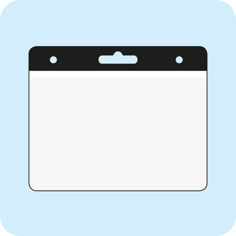 legatoria Portatesserino, 95x65mm NERO, con bordino bianco, aperto sul lato lungo, in PVC morbido da 400 micron, con foro europeo + 2 fori laterali da 4 mm, formato 95x65mm, (65x95mm).