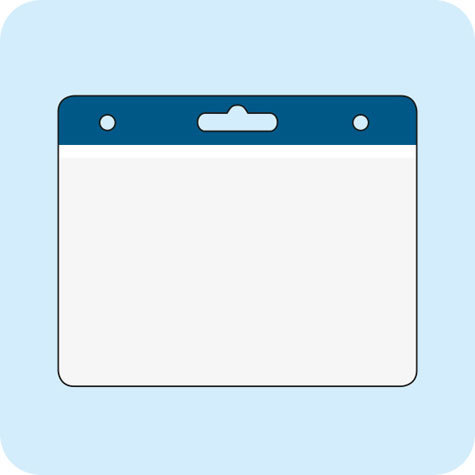 legatoria Portatesserino, 95x65mm BLU, aperta sul lato lungo, con lato sporgente di 12mm, in PVC morbido da 400 micron, con foro europeo + 2 fori laterali da 4 mm, formato 95x65mm, (65x95mm).