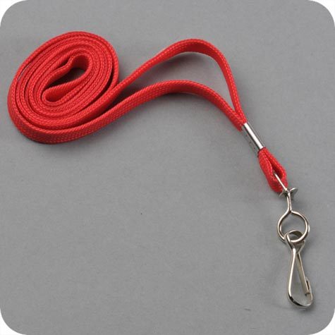 legatoria Cordoncino portabadge, daCollo, aGancioRotante, ROSSO con gancio metallico rotante, cordoncino largo 1cm, lunghezza aperto 90cm.