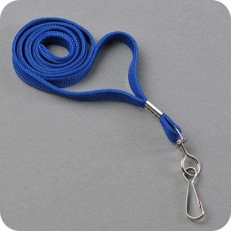 legatoria Cordoncino portabadge, daCollo, aGancioRotante, BLU con gancio metallico rotante, cordoncino largo 1cm, lunghezza aperto 90cm.