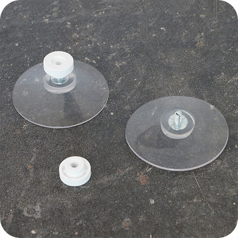 legatoria Ventosa  diametro50mm, testaFilettata 4x6mm, conTappoFilettato BIANCO, diametro 50mm, con filettatura metallica diametro 4mm e lunga 6mm.