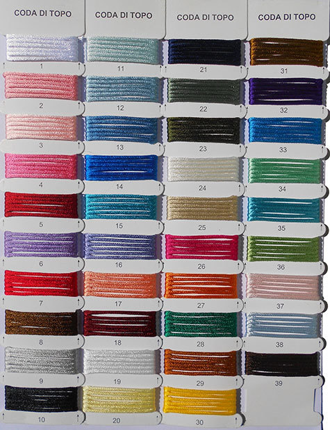 legatoria Cordonetto CodaDiTopo, spessore 6x2,5mm In Poliestere. Nero, tinta unita. Prodotto italiano, MADE IN ITALY.