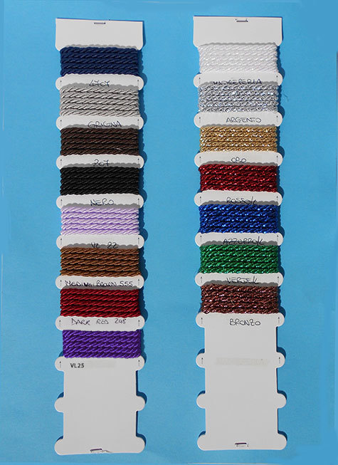 legatoria Cordone a 3 capi ritorto, spessore 8mm Stella, tinta unita, Cordoncino ideale per abbellimenti in campo sartoriale e il confezionamento di bomboniere, men�, libretti matrimonio. Prodotto italiano, MADE IN ITALY.