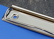 legatoria Molletta fermacarta 120x30mm NICHELATA, contiene fino a 100 fogli (10mm), interasse rivetti 87mm. rivetti non inclusi LEG1000