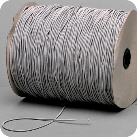 legatoria Cordino elastico, spessore 2mm GRIGIO, a fibre elastiche intrecciate, rivestito in tessuto, .