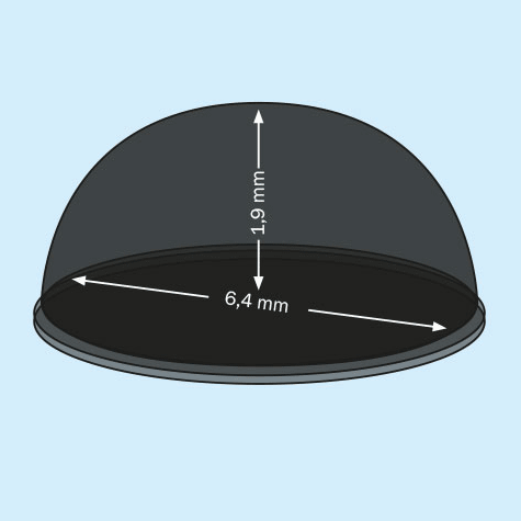 legatoria Paracolpi in gomma autoadesivo, diametro 6,4mm NERO, a disco semisferico, spessore 1.9mm, adesivo permanente*.