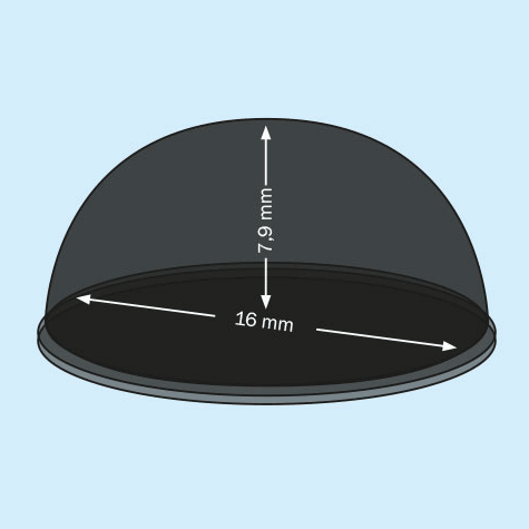 legatoria Paracolpi in gomma autoadesivo, diametro 16mm NERO, a disco semisferico, spessore 7.9mm, adesivo permanente*.