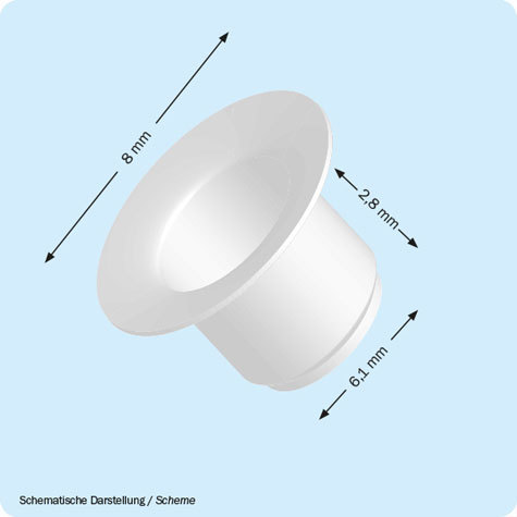 legatoria Occhiello metallico per fori diametro 6.1 mm. altezza 2.8 mm NICHELATO, testa diametro 8 mm (n 8E short).