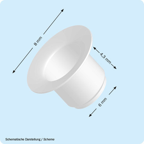 legatoria Occhiello metallico per fori diametro 6 mm. altezza 4.3 mm NICHELATO, testa diametro 8 mm (n 8 E4 long).
