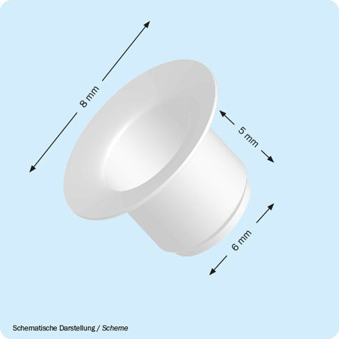 legatoria Occhiello metallico per fori diametro 6 mm. altezza 5 mm NICHELATO, testa diametro 8 mm (n 8 E5 long).