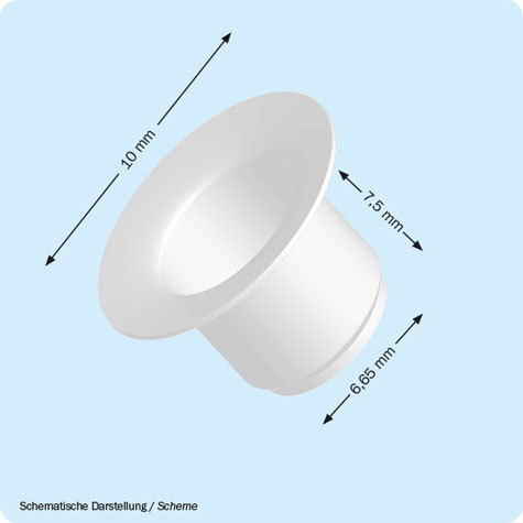 legatoria Occhiello metallico per fori diametro 6.65 mm. altezza 7.5 mm NICHELATO, testa diametro 1 mm (n 271).