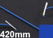 legatoria Elastico con 2 capicorda, lunghezza 420mm BLU SCURO, lunghezza 420mm (compresi i 2 capicorda), elastico a sezione tonda rivestito in tessuto, spessore 2,2mm.