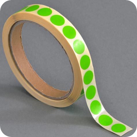 legatoria Bollini autoadesivi colorati diametro 30mm VERDE, adesivo permanente, in rotolo.