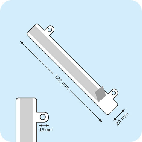 legatoria File Strip, Striscia perforata autoadesiva per archiviazione a 2 buchi, 122x24mm BIANCO, in PVC rigido, lunghezza 122mm, interasse fori 80mm.