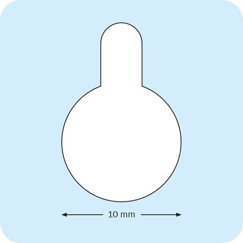 legatoria Bollini biadesivi diametro 10mm adesivo permanente da entrambi i lati, con strap per agevolare la rimozione del bollino dalla pellicola, in rotolo.