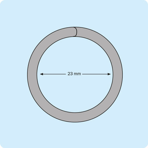 legatoria Anelli apribili plastica diametro23mm BIANCO, ROTONDO. Diametro interno: 22,5mm, diametro esterno 28mm, spessore filo: 2,75mm.