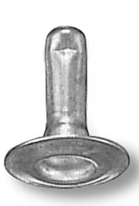 legatoria Olgo maschio di rivetto a doppia testa, altezza 10mm NICHELATO, diametro base 10mm, base forata.