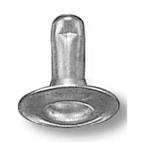 legatoria Olgo maschio di rivetto a doppia testa, altezza 8mm NICHELATO, diametro base 10mm, base forata.