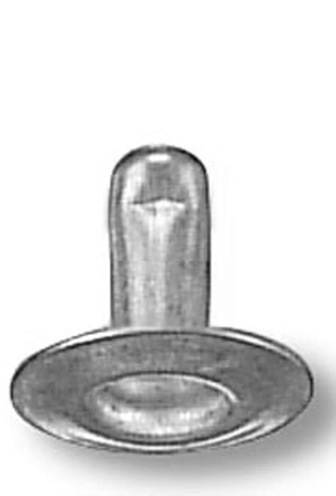 legatoria Olgo maschio di rivetto a doppia testa, altezza 7mm NICHELATO, diametro base 10mm, base forata.