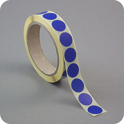 legatoria Bollini autoadesivi colorati diametro 30mm BLU ROYAL, adesivo permanente, in rotolo.