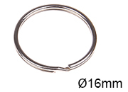 legatoria Anelli portachiavi in metallo nichelato 16mm diametro interno: 13,5mm, diametro esterno: 16,2mm, spessore filo: 1.2mm.
