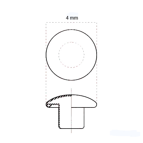 legatoria Testa di rivetto a doppia testa, diametro 3.90 mm NICHELATA, testa superiore diametro 3.90 mm, testa bombata.