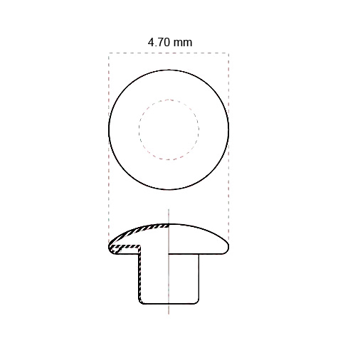 legatoria Testa di rivetto a doppia testa, diametro 4.70mm NICHELATA, testa superiore diametro 4.70mm, testa bombata.