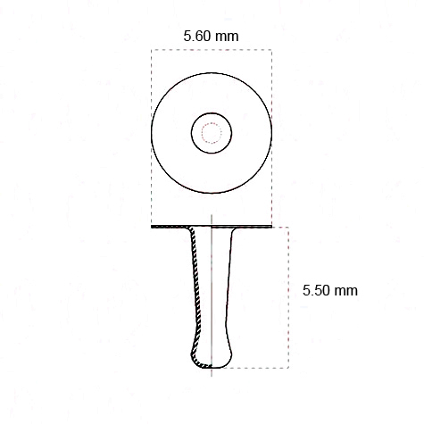 legatoria Olgo maschio di rivetto a doppia testa, altezza 5.50mm NICHELATO, diametro base 5.60mm, base piatta.