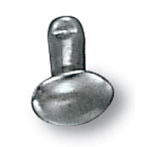 legatoria Olgo maschio di rivetto a doppia testa, altezza 6.70mm NICHELATO, diametro base 5.60mm, base bombata.
