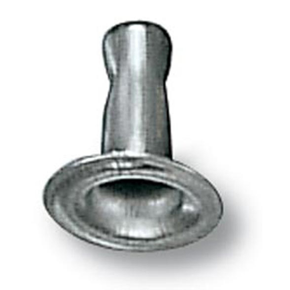 legatoria Olgo maschio di rivetto a doppia testa, altezza 8mm NICHELATO, diametro base 7.4mm, base forata.