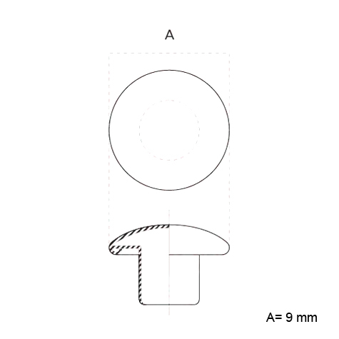 legatoria Testa di rivetto a doppia testa, diametro 9mm NICHELATA, testa superiore diametro 9mm, testa piana.