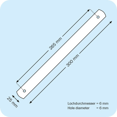 legatoria Maniglia in plastica BLU SCURO. In PVC flessibile. Dimensioni: 300x25x2,5mm..