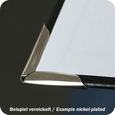 legatoria Angolini metallici, 16x16mm NICHELATO. 16mm per lato, protegge copertine spesse fino a 3,5mm.